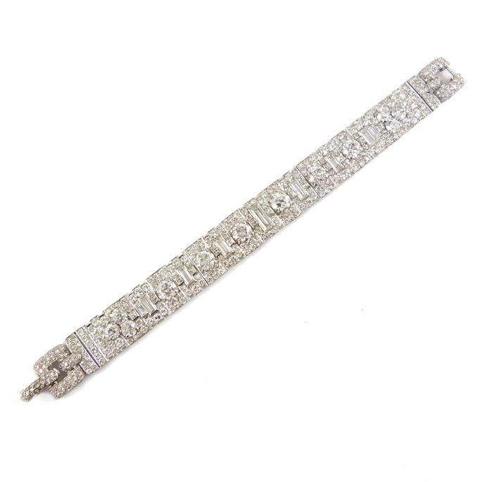   Cartier - Diamond strap bracelet with round brilliant and rectangular cut stones | MasterArt